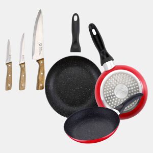 Set de frigideiras San Ignacio de 3 peças + Set de facas