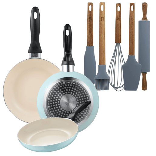 Set de frigideiras San Ignacio com 3 peças + Set de utensílios