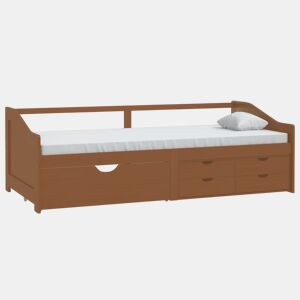 Sofá-cama, Sofá conversível 3 lugares c gavetas 90x200 cm pinho castanho-mel