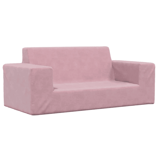 Sofá infantil, Sofá para criança de 2 lugares pelúcia rosa