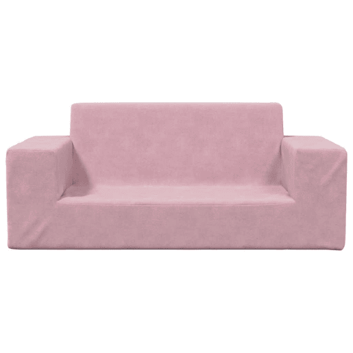 Sofá infantil, Sofá para criança de 2 lugares pelúcia rosa