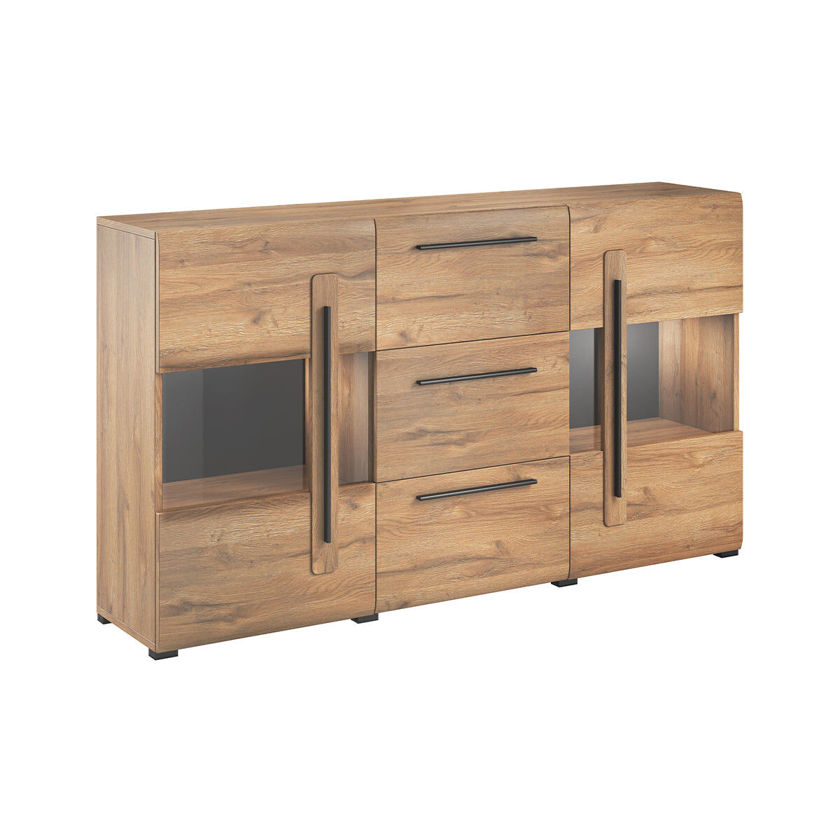 Bufé 2 puertas 3 cajones con led louis madera