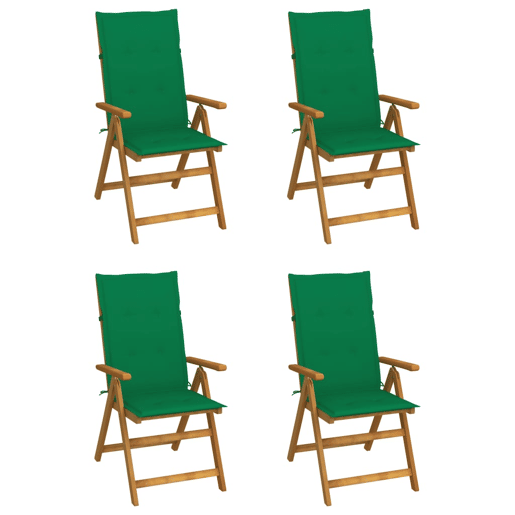 Cadeiras jardim - Cadeiras exterior reclináveis c almofadões 4 pcs acácia maciça