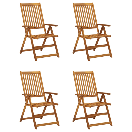 Cadeiras jardim - Cadeiras exterior reclináveis c almofadões 4 pcs acácia maciça