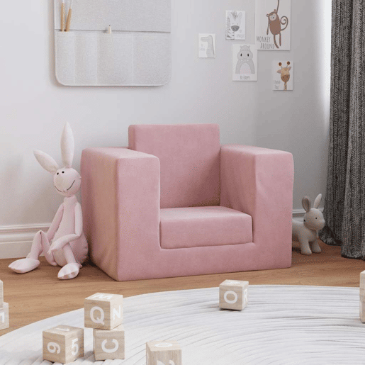 Sofá-cama infantil de pelúcia rosa Sofá-cama infantil de pelúcia rosa