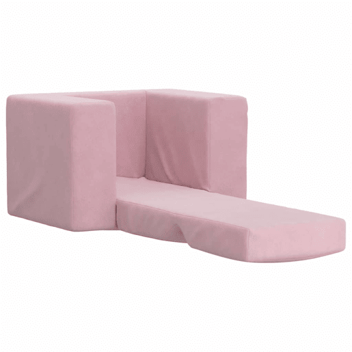 Sofá-cama infantil de pelúcia rosa Sofá-cama infantil de pelúcia rosa