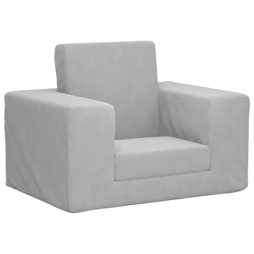 Sofá-cama infantil pelúcia macia cinzento-claro Sofá-cama infantil pelúcia macia cinzento-claro