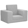 Sofá-cama infantil pelúcia macia cinzento-claro