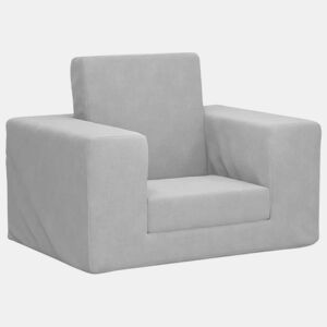 Sofá-cama infantil pelúcia macia cinzento-claro