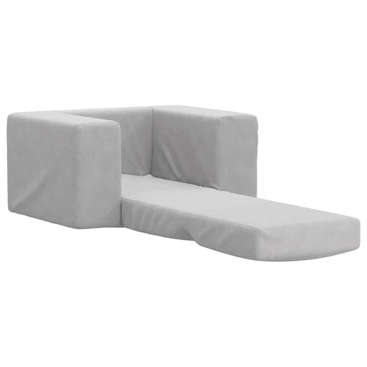 Sofá-cama infantil pelúcia macia cinzento-claro Sofá-cama infantil pelúcia macia cinzento-claro