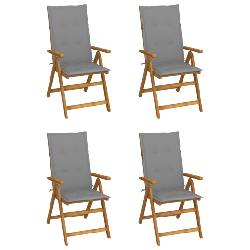 Cadeiras jardim - Cadeiras exterior reclináveis c almofadões 4 pcs acácia maciça