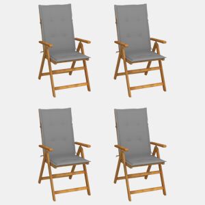 Cadeiras jardim - Cadeiras exterior reclináveis c almofadões 4 pcs acácia maciça