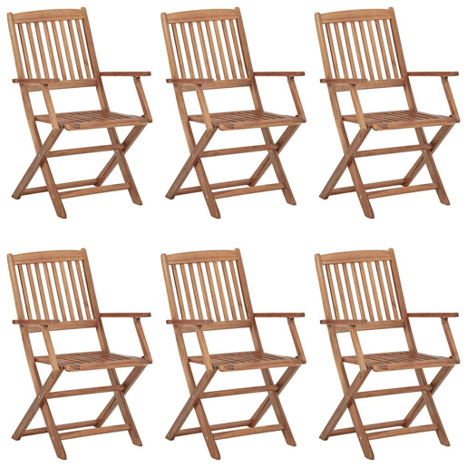 Cadeiras de jardim - Cadeiras de exterior dobráveis c almofadões 6 pcs acácia maciça