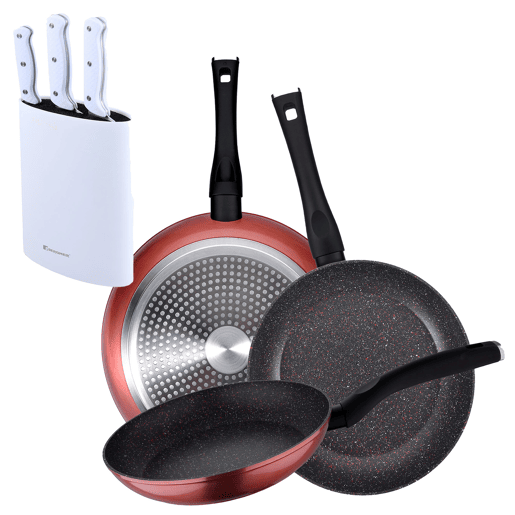 Set de frigideiras San Ignacio de 3 peças + Set de facas Set de frigideiras San Ignacio de 3 peças + Set de facas