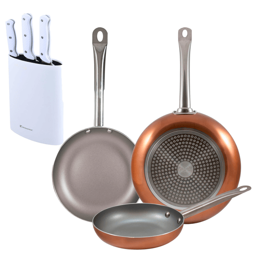 Set de frigideiras San Ignacio de 3 peças + Set de facas