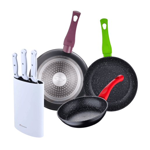 Set de frigideiras San Ignacio de 3 peças + Set de facas