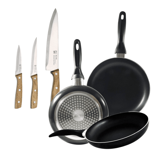Set de frigideiras San Ignacio de 3 peças + Set de facas