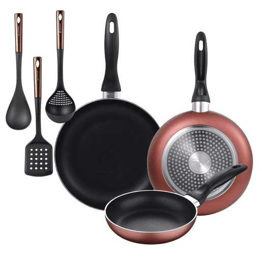 Set de frigideiras San Ignacio de 3 peças + Set de utensílios Set de frigideiras San Ignacio de 3 peças + Set de utensílios