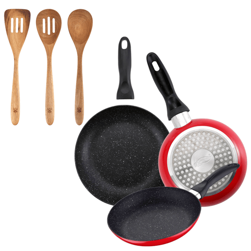 Set de frigideiras San Ignacio de 3 peças + Set de utensílios Set de frigideiras San Ignacio de 3 peças + Set de utensílios