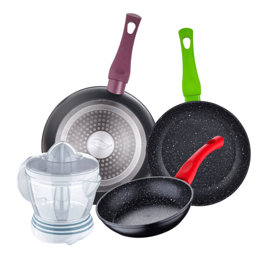 Set de frigideiras San Ignacio de 3 peças + espremedor de frutas