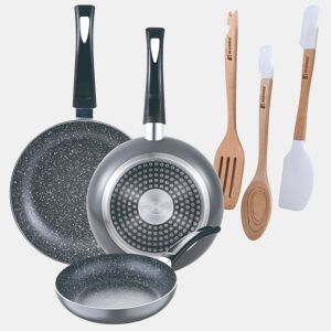 Set de frigideiras San Ignacio de 3 peças + Set de utensílios