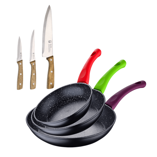 Set de frigideiras San Ignacio de 3 peças + Set de facas