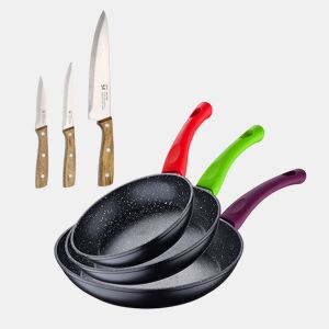 Set de frigideiras San Ignacio de 3 peças + Set de facas