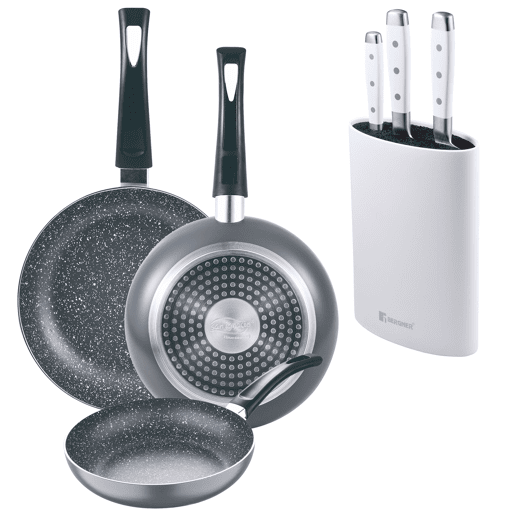 Set de frigideiras San Ignacio de 3 peças + Set de facas + Tacoma