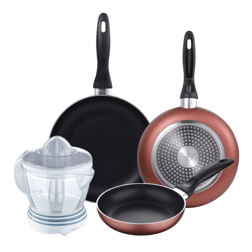 Set de frigideiras San Ignacio de 3 peças + espremedor de frutas Set de frigideiras San Ignacio de 3 peças + espremedor de frutas