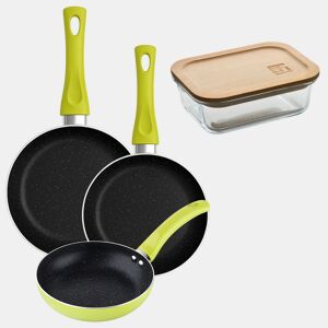 Set de frigideiras San Ignacio de 3 peças + recipiente hermético