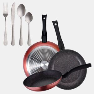 Set de frigideiras San Ignacio com 3 peças + 16 talheres
