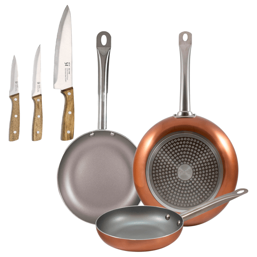 Set de frigideiras San Ignacio de 3 peças + Set de facas