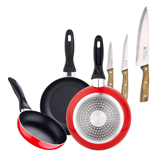 Set de frigideiras San Ignacio de 3 peças + Set de facas