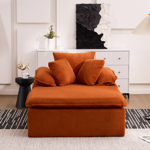 Sofá reclinável 46 cm - design interior, sem estrutura, braços largos, sem instalação - Laranja