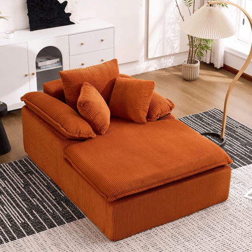 Sofá reclinável 46 cm - design interior, sem estrutura, braços largos, sem instalação - Laranja