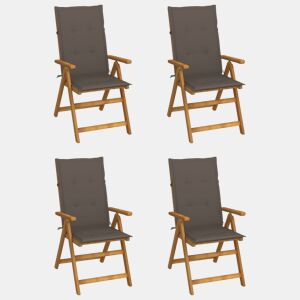 Cadeiras jardim - Cadeiras exterior reclináveis c almofadões 4 pcs acácia maciça