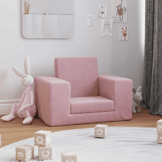 Sofá-cama infantil de pelúcia rosa Sofá-cama infantil de pelúcia rosa