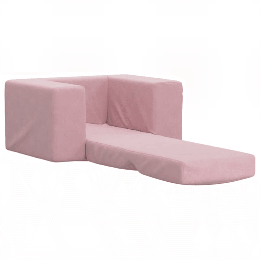 Sofá-cama infantil de pelúcia rosa Sofá-cama infantil de pelúcia rosa