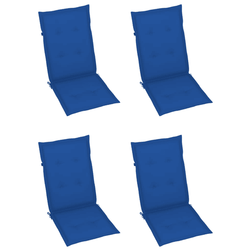 Cadeiras de jardim - Cadeiras de exterior c almofadões azul real 4 pcs teca maciça