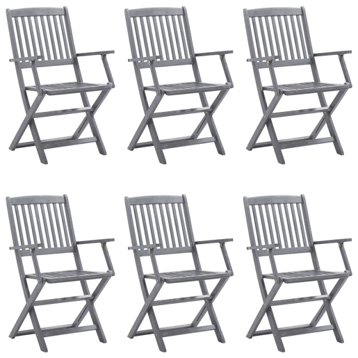 Cadeiras exterior - Cadeiras de jardim dobráveis c almofadões 6 pcs acácia maciça
