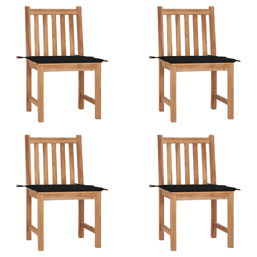 Cadeiras de jardim - Cadeiras de exterior c almofadões 4 pcs madeira de teca maciça