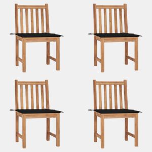 Cadeiras de jardim - Cadeiras de exterior c almofadões 4 pcs madeira de teca maciça