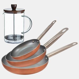 Set de frigideiras San Ignacio de 3 peças + cafeteira francesa