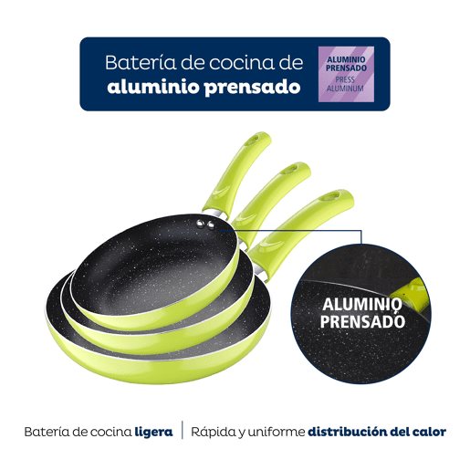 Set de frigideiras San Ignacio de 3 peças + Set de utensílios