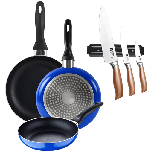 Set de frigideiras San Ignacio de 3 peças + Set de facas