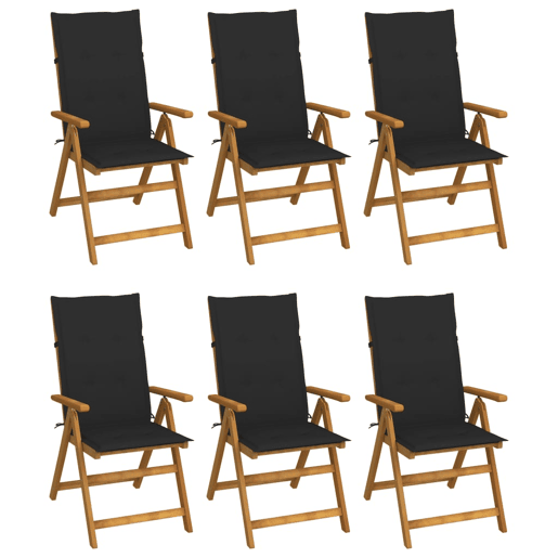 Cadeiras de jardim - Cadeiras de exterior dobráveis c almofadões 6 pcs acácia maciça
