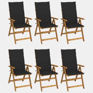 Cadeiras de jardim - Cadeiras de exterior dobráveis c almofadões 6 pcs acácia maciça