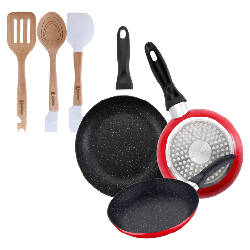 Set de frigideiras San Ignacio de 3 peças + Set de utensílios Set de frigideiras San Ignacio de 3 peças + Set de utensílios