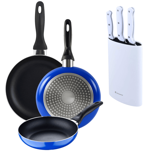 Set de frigideiras San Ignacio de 3 peças + Set de facas