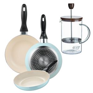 Set de frigideiras San Ignacio de 3 peças + cafeteira francesa
